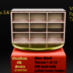 Garderobe Schuhregal - Variante 1 von 13 - Altem Holz mit gestepptem braunen Leder