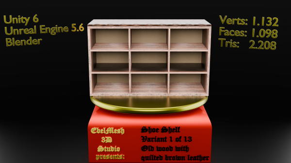Garderobe Schuhregal - Variante 1 von 13 - Altem Holz mit gestepptem braunen Leder